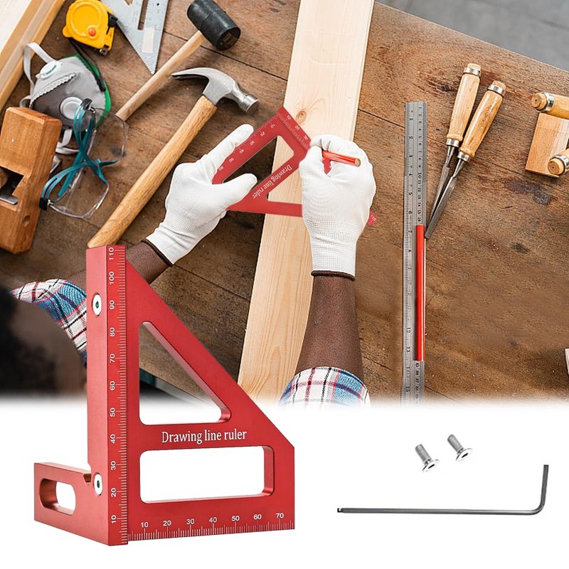 HEKOBAG 3D Multi Angle Measuring Ruler, 45/90 Degree Aluminum Alloy