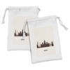 Ambesonne Hungary Fabric Pouch Set of 2, Silhouette of Budapest