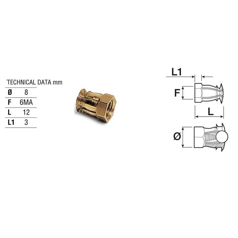 IHC Pack of 50 M6 Brass Threaded Sleeve Attachment for