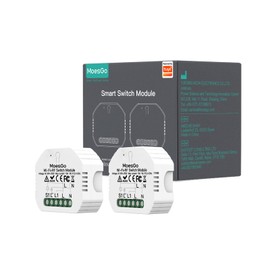 MoesGo WLAN 2.4GHz Smart Alexa Light Switch Flush-Mounted Wireless Relay, Wireless RF433 Light Switch Module, Compatible with Smart Life Tuya App, Alexa and Google Home, 1/2 Way, Neutral Conductor