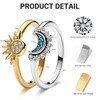 925 Sterling Silver Sun and Moon Ring Set, Sparkling Sun