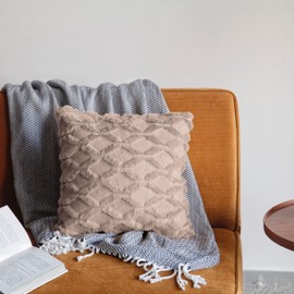 Pagnanno. Set of 4 Soft Velvet Cushion Covers 45x45cm(18x18 Inches) Fluff Throw Pillowcases Square Cushion Covers for Chairs,living room,bedroom with Invisible Zipper (18"x18" (Pack of 4), Brown)