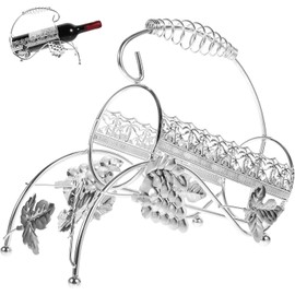 Soporte para Botellas de Vino de Hierro Plateado, Expositor Pequeño Botella, Portabotellas de Vino para Decoración de Hogar y Mesa, Exhibidor Práctico y Resistente