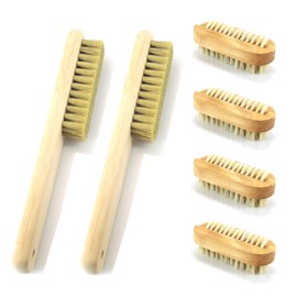 6 Pack Handle Grip Nail Brush, Wooden Two-sided Hand Fingernail Scrub Cleaning Brushes for Toes and Nails Cleaner, Pedicure Scrubbing Tool Kit for Men and Women