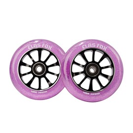 CLAS FOX Pro Scooter Wheels 100mm One Pair Scooter Wheels Transparent Sparkle PU with ABEC-9 Bearings CNC Metal Core (2pcs) (Purple)