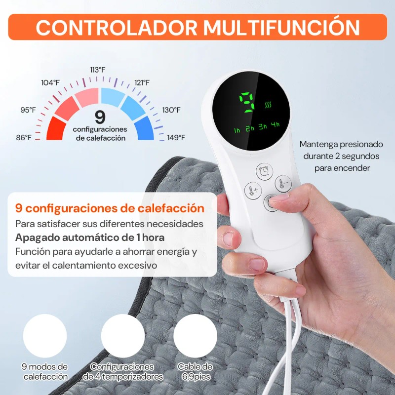 Compresa Caliente Eléctrica 9 Niveles Temperatura 60*30cm