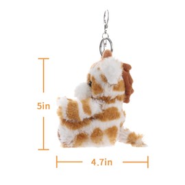Apricot Lamb Cute Toys Plush Classic Giraffe Stuffed Animal Soft Keychain for Kids Bag, Purse, Backpack, Handbag (5 Inches)