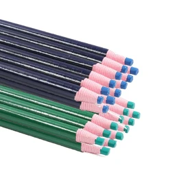 SagaSave (Blue & Green 24Pcs) Water-insoluble Dressmakers' Chalk Pencils, 12 Pcs Fade-resistant Sewing Fabric Tailor Chalk Pencils for Marking and Tracing, No Shredding