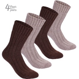 BRUBAKER Unisex Alpaca Wool Socks for the Cold Winter Days - Browns - EU 47-50 / UK 13-16 - Pack of 4