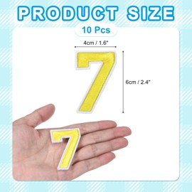 sourcing map 10 Pcs Number Patches 2.4" Height Number 7 Embroidered Decorative Repair Patches Iron/Sew on Embroidery Appliques for Decor Clothes Shoes Hats Backpacks DIY Crafts, Yellow