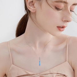 HOPEEZZ Celtic Opal Necklace for Women Sterling Silver Bar Chork Jewelry