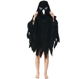 YUTCOTC Unisex Crow Costume Hooded Cape Crow Cosplay Hooded Christmas Costumes Party Cape