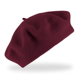 fiebig Basque made of 100% pure virgin wool, beret in one size and woolmark quality, wool basque in many colours, made in Europe, bordeaux