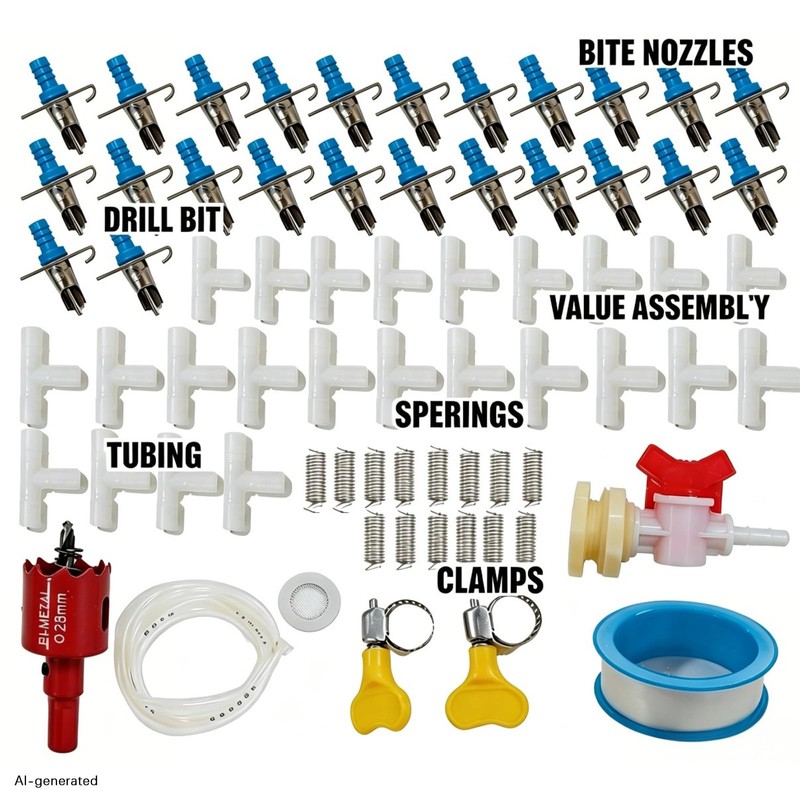Rabbit Drinking Water System Kit - Includes 12 Plastic Pacifiers,