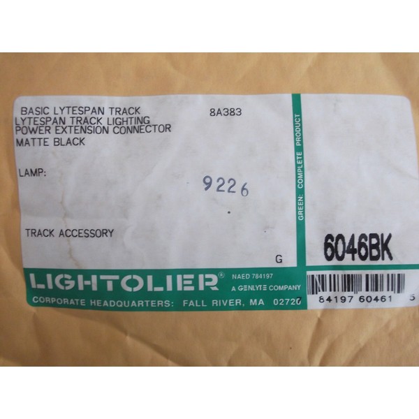 LIGHTOLIER TRACK LIGHTING BLACK 6046BK NEW 6 EA AVAILABLE