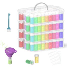 VANSUNS 4-Tier Diamond Painting Storage Box, 208 Slots Large Capacity Portable Transparent Diamond Art Storage, Suitable for Pills,DIY Art Crafts, Diamond Art Storage Containers