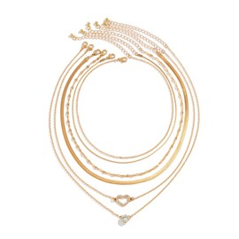 6 Pcs Layered Gold Choker Necklace for Women, Gold Plated Pendant Necklace, Trendy Dainty Snake Chain Costume Jewelry