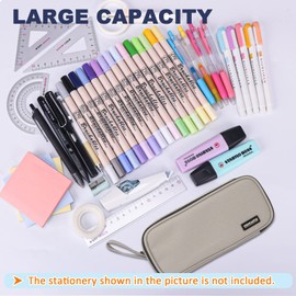 COLOCASTLE COLOCASTLE Federmäppchen Mäppchen Federmappe groß mit 3 Fächern Federtasche Mädchen Jungen Teenager Pencil Case Schlamppermäppchen für Schule Büro (Grau)