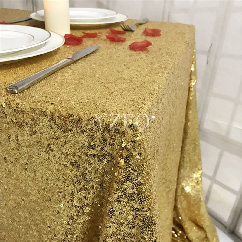 YZEO Gold 50"*72" Sequin Tablecloth Home Wedding Event Party Banquet