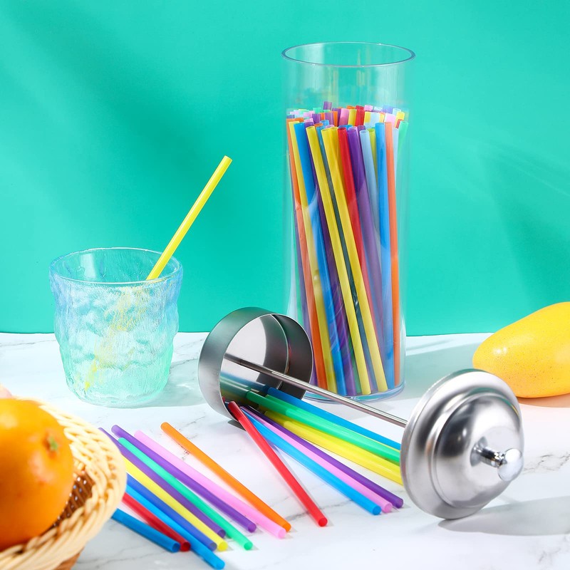 Patelai 10.6 Inch Straw Dispenser and 200 Pcs Drinking Straws