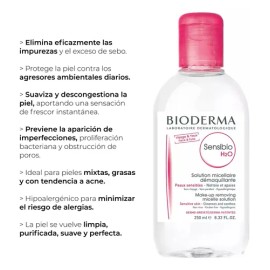 Agua Micelar Bioderma Sensibio H2o Rosacea Sensible 250ml                                                                                             