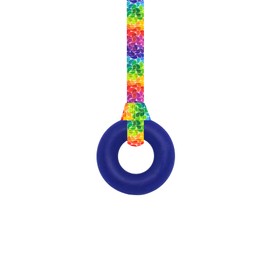 Oojamabobs Sensory Ring pendant chew necklace - Autism - Navy with lanyard (6 designs available!) (70cm, Rainbow leaves)