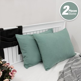 Lotusein Cushion Cover 50 x 70 cm (Set of 2) – Green – 100% Jersey Cotton 175 g/m² Cushion Covers – Cushion Cover for Cushions with Zip – Oeko-Tex Certified