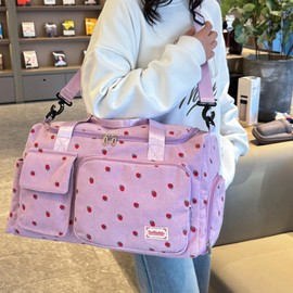 Women's Lightweight Gym Travel Duffle Bag with Shoe Compartment, Carry-On Weekender Overnight Bag for Fitness, Work, Weekend Trips (Purple)