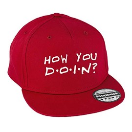 Hippowarehouse How You Doin? Snapback hat Premium Printed 5 Panel Flat Peak Cotton OneSize Adults Classic Red