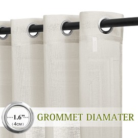 NICETOWN Natural Kitchen Curtains 36 inch Length, Grommet Small Curtains & Drapes Semi Sheer Privacy with Light Filtering Window Drapes for Cafe/Kids Room, W52 x L36, 2 Panels