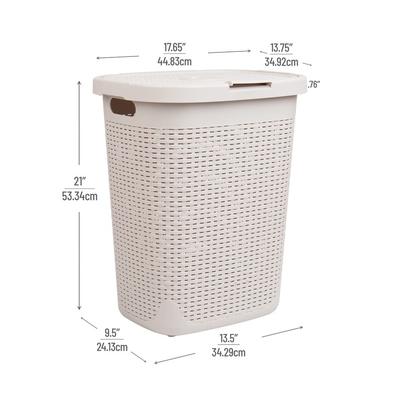 Mind Reader Slim Laundry Hamper with Lid, 50L Clothes Basket,