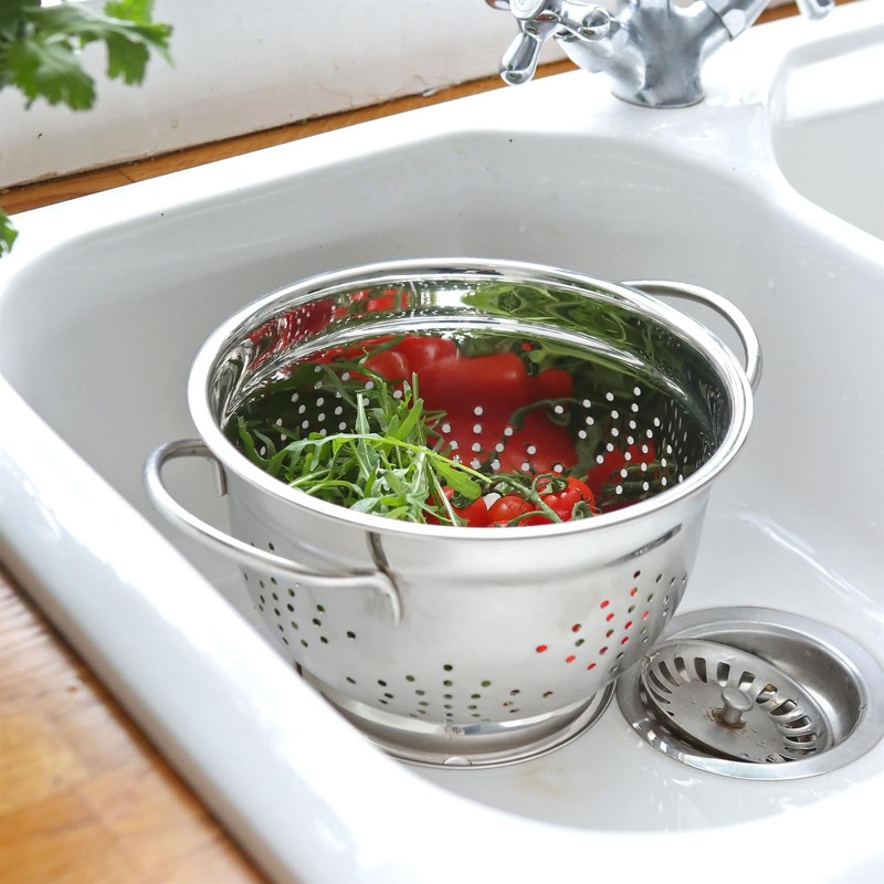1x 21.5cm Stainless Steel Colander - Metal Kitchen Cooking Rice