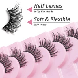 Strip Lashes False Lashes Half Lash Style Natural Look Clear Band Light Weight Wispy Faux Mink Russian Strip Lashes D Curl 3D Crisscross Multi-Layers False Eyelashes
