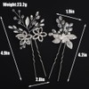 BERYUAN Bridal Flower Leaves Rhinestone Hair Pins Silver Rhinestone Pearls