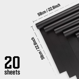 HEDOS Flower Bouquet Wrapping Paper - 20 Sheets Waterproof Korean Black Floral Wrapping Paper for Bouquet, Money Bouquet Supplies for Graduation Wedding Birthday Gift Packaging (Black)