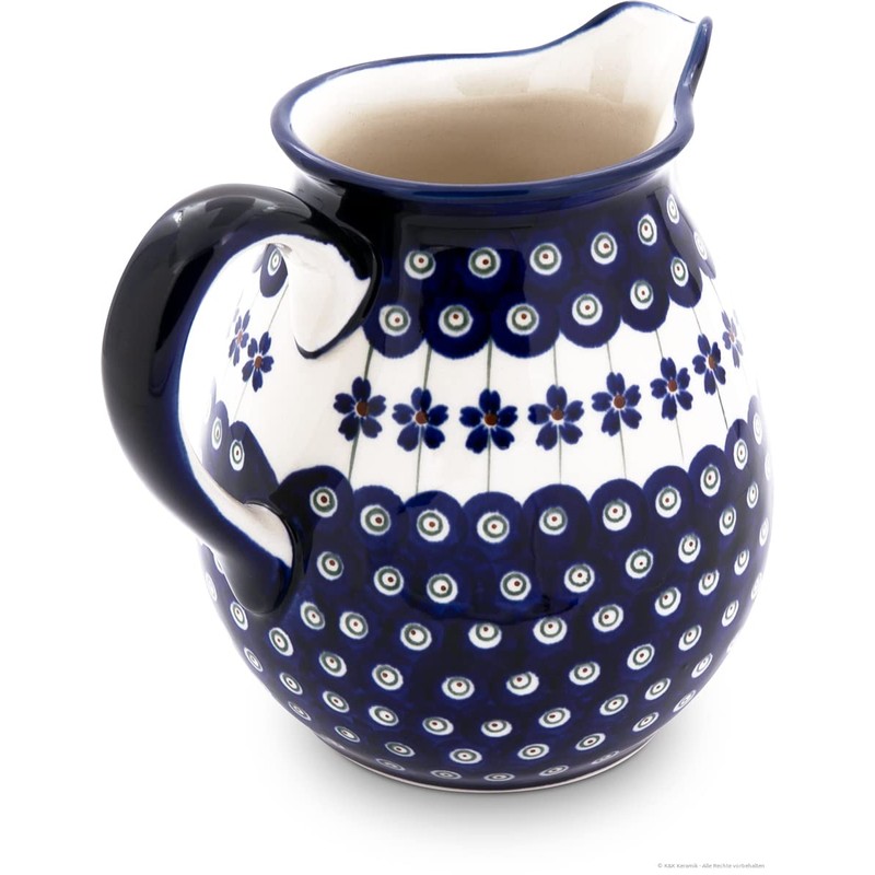 Bunzlauer Keramik 1.45 Litre Ceramic Jug Carafe - Bulbous Shape,