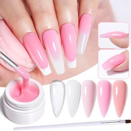 Builder Nail Gel Kit - Pink Nail Extension Kit - Builder Gel for Nails - Hard Gel Builder for Nail Extension - UV Hard Gel For Nails with Gel Nail Brush - Gel x Nail Extension Kit for Beginners