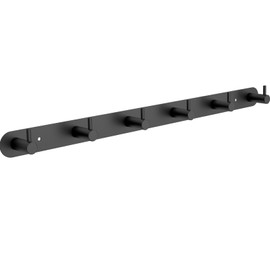 DGYB Coat Rack Wall Mount 6 Black Coat Hooks Wall Mount Stainless Steel 16 inch Towel Hanger for Bathroom Bedroom Mudroom Entryway