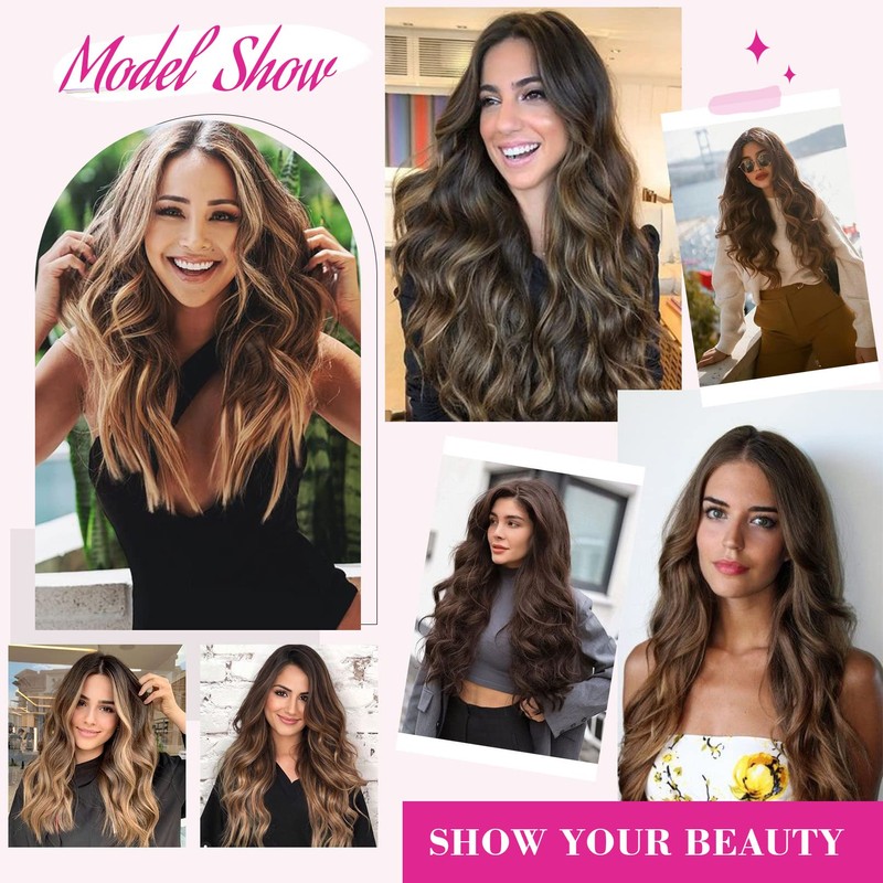 REECHO 20" 1-Pack 3/4 Full Head Curly Wave Clips in