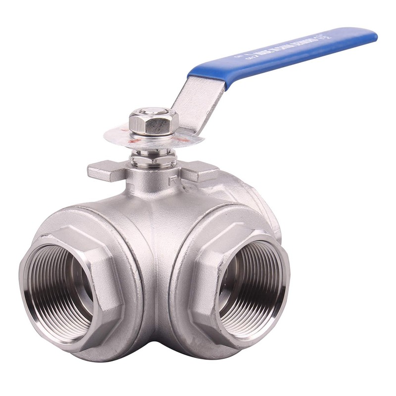 DERNORD 3-Way Ball Valve, T Mounting Pad, Stainless Steel 304