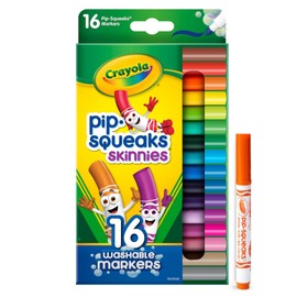 Crayola Pip Squeaks Skinnies Washable Marker Set (16ct), Mini Markers for Toddlers, Thin Coloring Supplies for Kids, Toddler Back to School Essentials