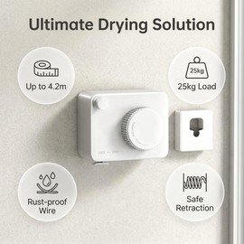 Bekecidi Retractable Clothesline, 14.04 Ft Clothes line Outdoors, Heavy Duty Stainless Steel Clothes Drying Line, Wall Mounted Laundry Line for Indoor, Outdoor, Balcony, Bathroom, Laundry Room