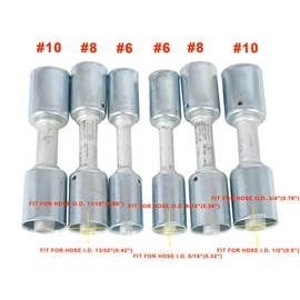 Wisepick 6PCS Air Conditioning #6#8#10 AC Fitting Set Straight Aluminum Fitting with Iron Jacket for AC Reduced Hose