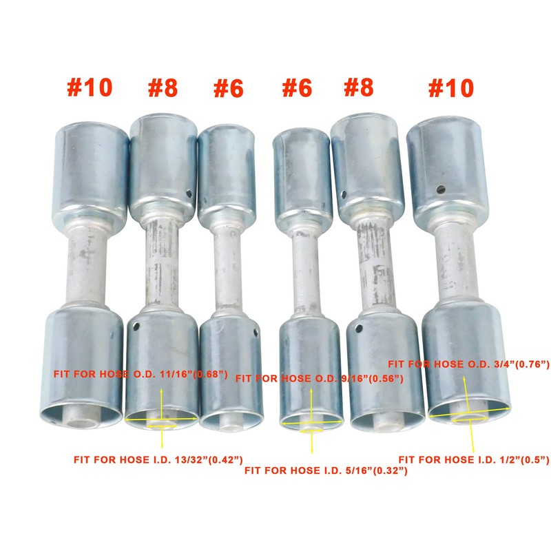 Wisepick 6PCS Air Conditioning #6#8#10 AC Fitting Set Straight Aluminum