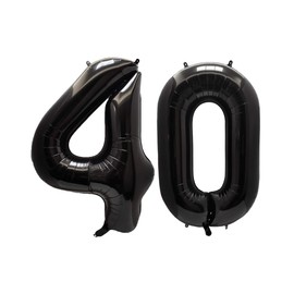 AULE 40 Inch Jumbo Black Foil Mylar Number Balloons for Men Women 40th Birthday Party Decorations 40 Years Old Anniversary Party Supplies