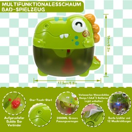 Dinosaurier Bubble Badewannenspielzeug Badespielzeug ab 1 2 3 4 Jahre, Dino Schaummaschine Badewanne mit Musik Badespielzeug Baby Badewanne Spielzeug Wasserspielzeug Kinder