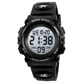 Children's Watch, Digital Watch, Boys Sports Watch, Outdoor Multifunction 166.3 ft (50 m), Waterproof, Stylish, Multifunctional, LED Display, Outdoor Wristwatch, 04-black, Bracelet Type