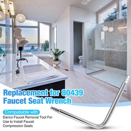 Enhon Faucet Seat Wrench, Compatible with Danco 80439 Faucet Removal Tool, For Use to Install Faucet Compression Seats, Hex or Square Steel Faucet Seats Tool, 2 Sided Wrench Configuration