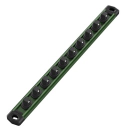 WORKPRO Aluminum Alloy Socket Rail, Heavy Duty Socket Holder, 3/8-Inch Drive Rail Kit with 10 Clips (Green)