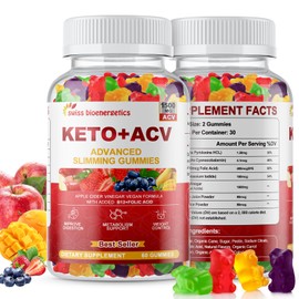 Keto Apple Cider Vinegar Gummies, Keto ACV Gummy Diet Supplement, Advanced 1500mg ACV Gummies with Folate, B12、B6 and Keto Support for Women Men, Gelatin- Free, Vegan & Non-GMO (Multi-Flavor)
